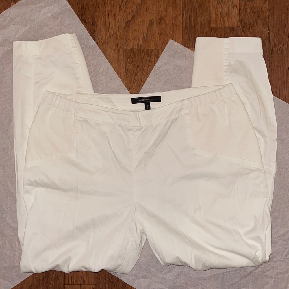 BCBGMaxAzria White cotton blend pants pants L